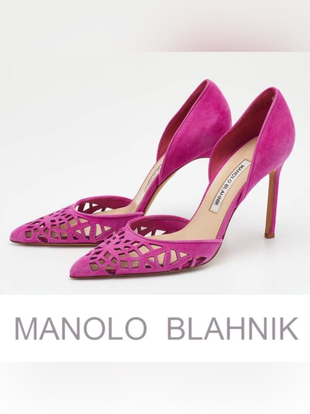 Manolo Blahnik Pink Suede Tayler Pointed Toe Pumps